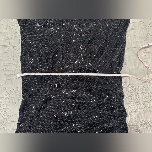 NWT Ramy Brook Avianna Ruched Mini Dress 0 Black Sparkle Halter - Picture 11 of 12